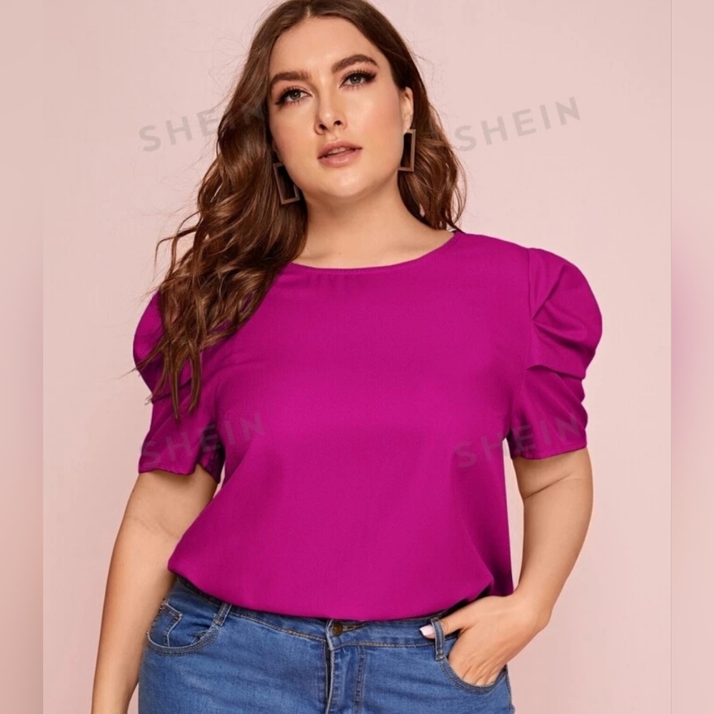 Short Sleeve Blouse with Puff Sleeves by Shein NWOT